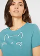 Kurzarmshirt mit Katzen-Druck, bonprix