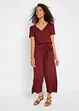 Jersey-Jumpsuit mit V-Ausschnitt, kurzarm, bonprix