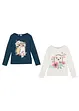 Lot de 2 T-shirts manches longues fille en coton, bonprix