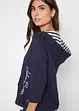 Kapuzen-Shirt, 3/4-Arm aus reiner Baumwolle, bonprix