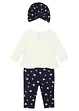 T-shirt + legging + bonnet bébé (Ens. 3 pces.) coton, bonprix