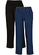 Lot de 2 pantalons 7/8 droits, taille mi-haute élastiquée, bonprix