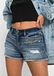 Jeansshorts Mid Waist mit Stickerei, bonprix