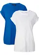 Lot de 2 T-shirts longs avec manches retroussées, bonprix