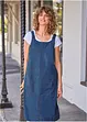 Robe en jean coton avec bretelles de salopette, longueur genou, bonprix