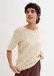 Ajour- Pullover mit Leinen, 1/2- Arm, bonprix