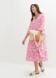 Crincle-Web-Baumwollmidikleid mit Taschen und 3/4- Arm, bonprix