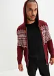 Gilet en maille coton à capuche motif norvégien coupe spéciale ventre, bonprix