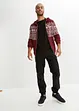 Gilet en maille coton à capuche motif norvégien coupe spéciale ventre, bonprix