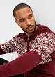 Gilet en maille coton à capuche motif norvégien coupe spéciale ventre, bonprix