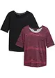 Lot de 2 T-shirts de sport, manches longueur coudes, séchage rapide, bonprix