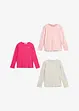 Lot de 3 t-shirts manches longues fille en coton, bonprix