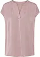 Blouse manches courtes en satin avec épaules descendues, bonprix