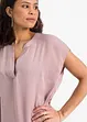 Blouse manches courtes en satin avec épaules descendues, bonprix
