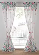 Gardine mit Blumendruck inkl.Raffhalter (2er Pack), bonprix