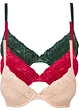Lot de 3 soutiens-gorge push-up avec dentelle, bonprix