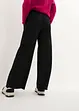 Pantalon large en jersey texturé, taille haute, bonprix