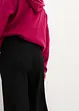 Pantalon large en jersey texturé, taille haute, bonprix