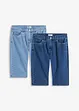 Lot de 2 bermudas longs en jean extensible, Regular Fit, bonprix