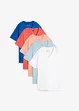 Lot de 5 T-shirts longs amples à col en V, manches courtes, bonprix