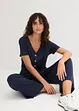 Jersey-Jumpsuit mit V-Ausschnitt, kurzarm, bonprix