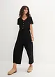 Jersey-Jumpsuit mit V-Ausschnitt, kurzarm, bonprix