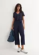 Jersey-Jumpsuit mit V-Ausschnitt, kurzarm, bonprix