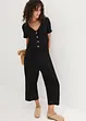 Jersey-Jumpsuit mit V-Ausschnitt, kurzarm, bonprix