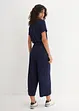 Jersey-Jumpsuit mit V-Ausschnitt, kurzarm, bonprix