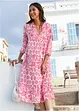 Crincle-Web-Baumwollmidikleid mit Taschen und 3/4- Arm, bonprix