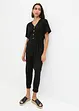 Jumpsuit aus Strukturjersey mit Bindegürtel , knöchelfrei, bpc bonprix collection