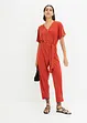 Jumpsuit aus Strukturjersey mit Bindegürtel , knöchelfrei, bpc bonprix collection