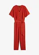 Jumpsuit aus Strukturjersey mit Bindegürtel , knöchelfrei, bpc bonprix collection