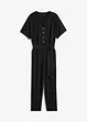 Jumpsuit aus Strukturjersey mit Bindegürtel , knöchelfrei, bpc bonprix collection