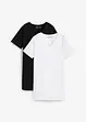 Lot de 2 T-shirts longs col V, bonprix