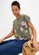 Bedrucktes Shirt mit Spitze, bonprix