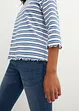 Rippshirt mit Wellenkante, 3/4-Ärmel, bonprix