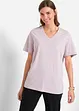 Weites Long-Shirt mit V-Ausschnitt, Kurzarm (5er Pack), bonprix