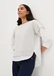 Bluse mit Sweatbesatz, 3/4-Arm, bonprix