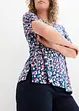 T-shirt en jersey viscose et lin avec manches froncées, bonprix