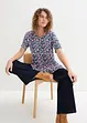 T-shirt en jersey viscose et lin avec manches froncées, bonprix