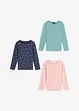 Lot de 3 T-shirts manches longues fille en coton, bonprix