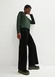 Strick-Pullover mit V-Ausschnitt und Kapuze, bonprix