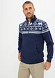 Sweat zippé à motif norvégien et col montant, bonprix