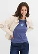 Zweifarbiges Langarmshirt mit Stickerei, bonprix