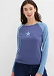 Zweifarbiges Langarmshirt mit Stickerei, bonprix