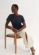 T-shirt 100 % lin avec manches en crochet, bonprix