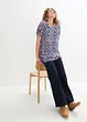 T-shirt en jersey viscose et lin avec manches froncées, bonprix