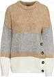 Gestreifter Oversize-Pullover mit Knöpfen, bonprix