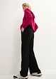 Pantalon large en jersey texturé, taille haute, bonprix